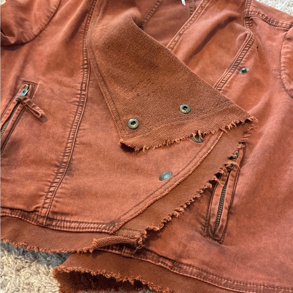 Free People Boho Collapsing Twill Raw
Edge Jacket Hanna Rustic Orange Size S - Picture 14 of 16